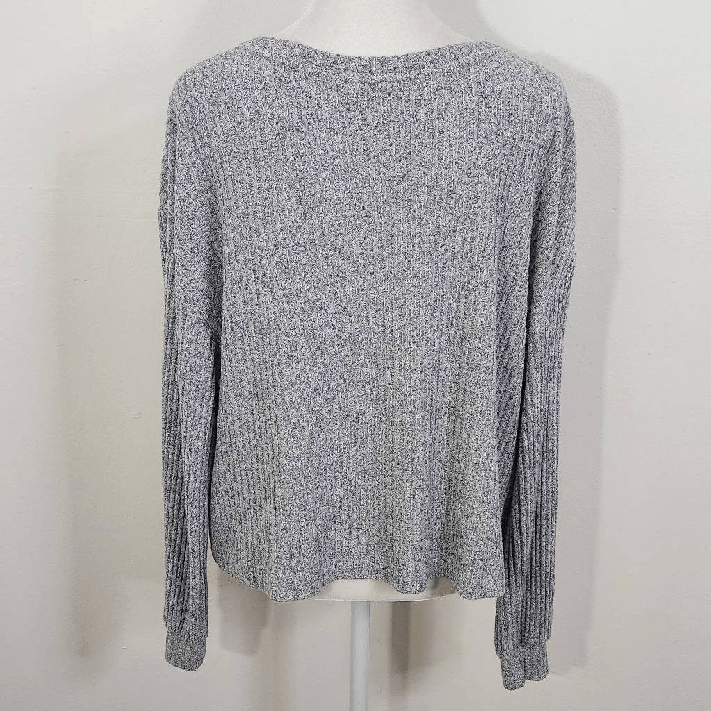 Verve Ami Heather Blue Knit Crop Top Size Medium Heather Blue Pullover Blue Top