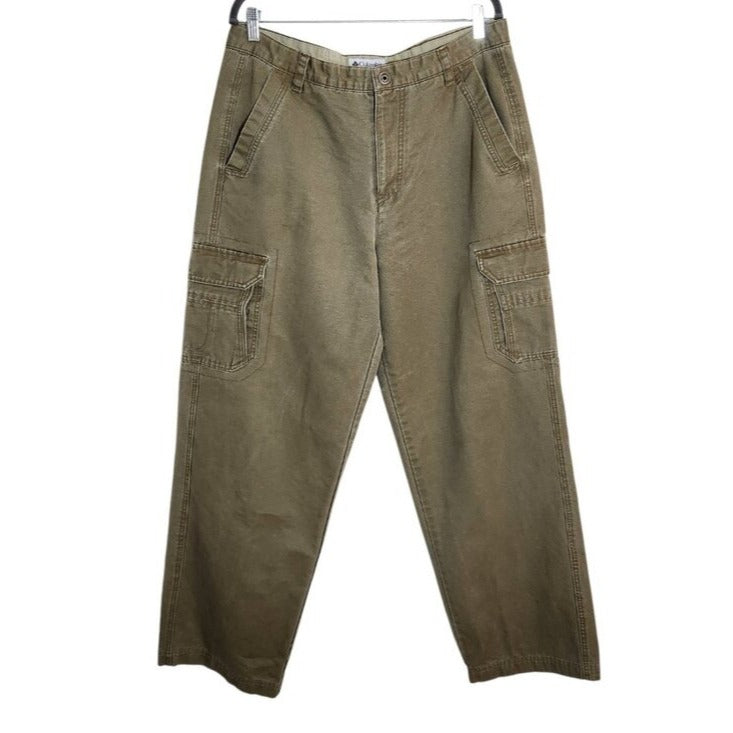 Columbia Mens Green Khaki Canvas Cargo Pants Size 36x32