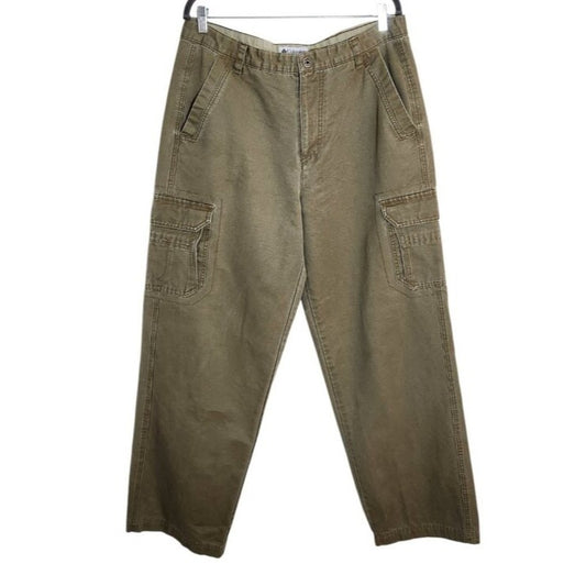 Columbia Mens Green Khaki Canvas Cargo Pants Size 36x32
