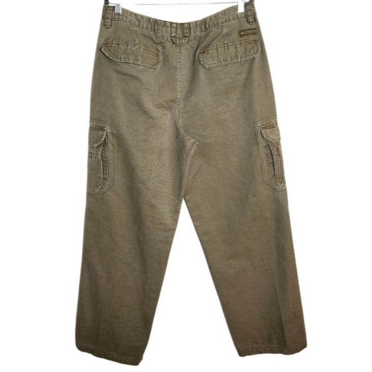 Columbia Mens Green Khaki Canvas Cargo Pants Size 36x32