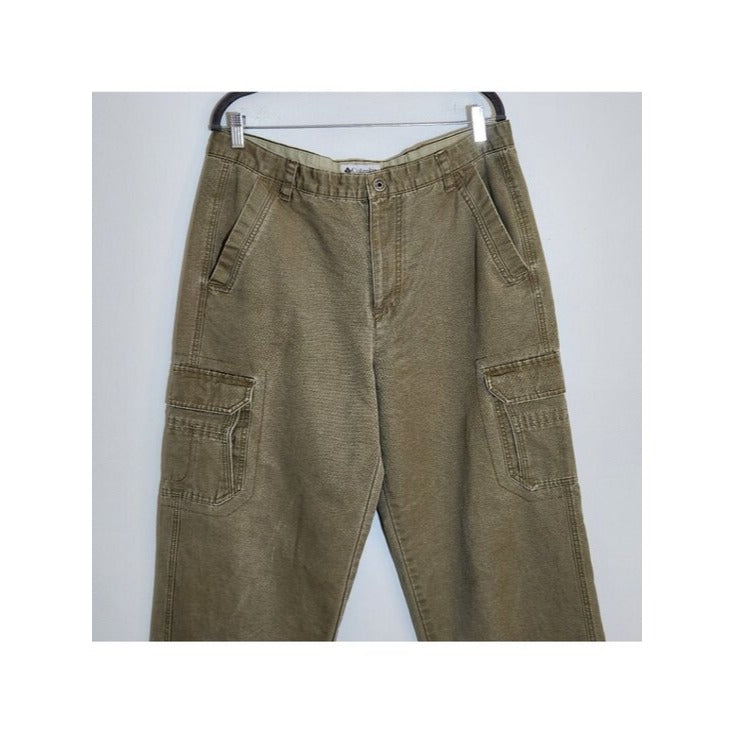 Columbia Mens Green Khaki Canvas Cargo Pants Size 36x32