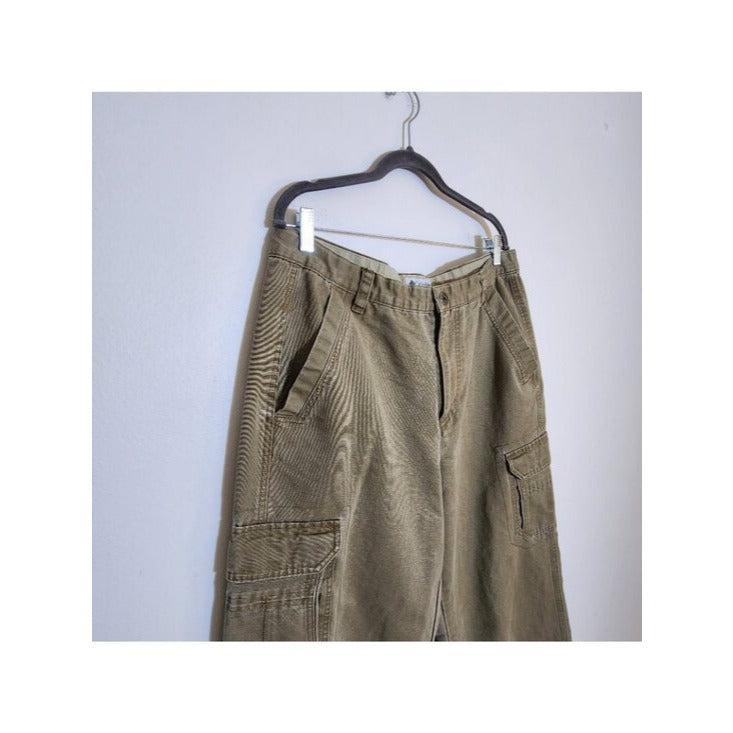 Columbia Mens Green Khaki Canvas Cargo Pants Size 36x32