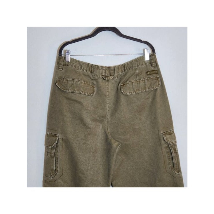 Columbia Mens Green Khaki Canvas Cargo Pants Size 36x32