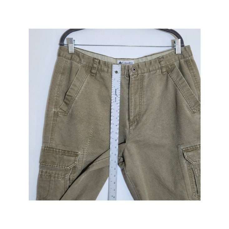 Columbia Mens Green Khaki Canvas Cargo Pants Size 36x32
