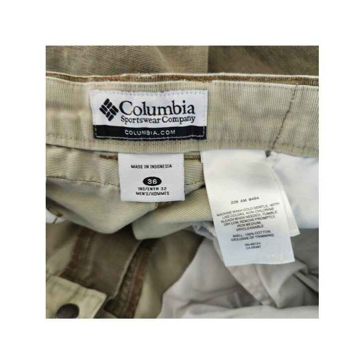 Columbia Mens Green Khaki Canvas Cargo Pants Size 36x32