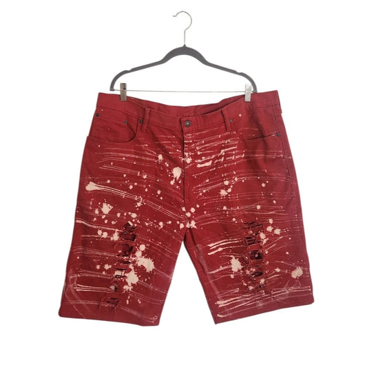 Levi's 569 Red Distressed Denim Shorts Size 40