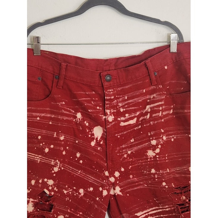 Levi's 569 Red Distressed Denim Shorts Size 40