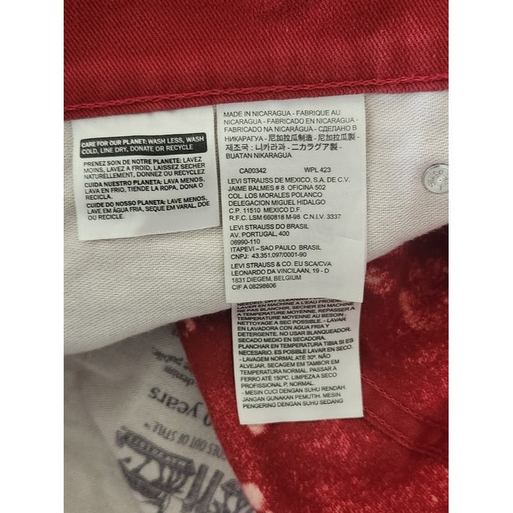 Levi's 569 Red Distressed Denim Shorts Size 40