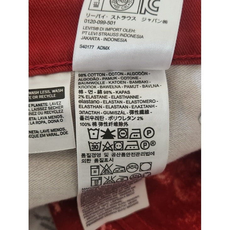 Levi's 569 Red Distressed Denim Shorts Size 40