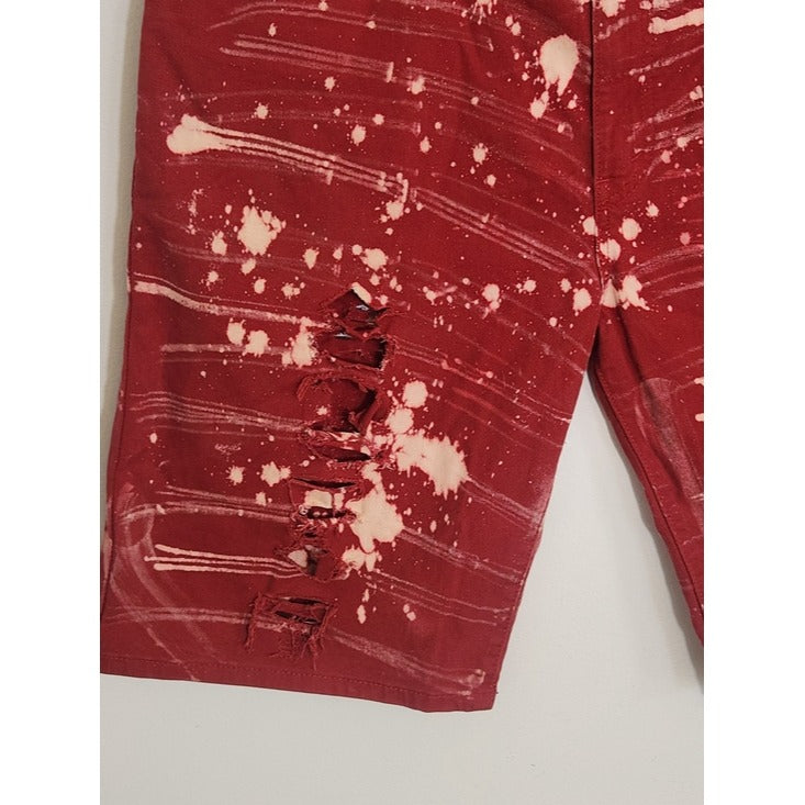 Levi's 569 Red Distressed Denim Shorts Size 40