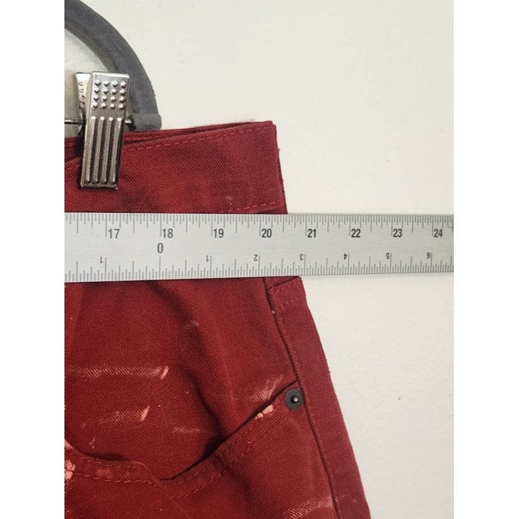 Levi's 569 Red Distressed Denim Shorts Size 40
