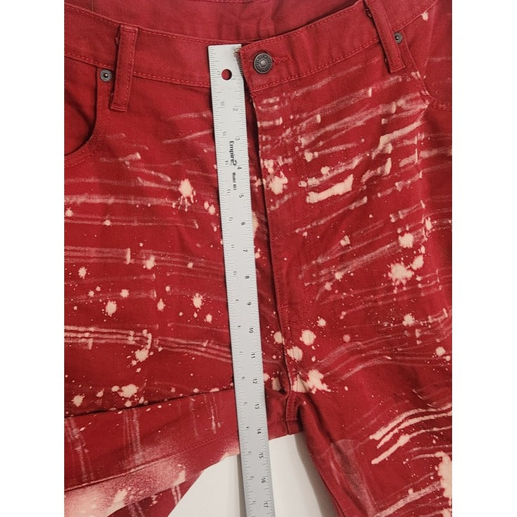 Levi's 569 Red Distressed Denim Shorts Size 40