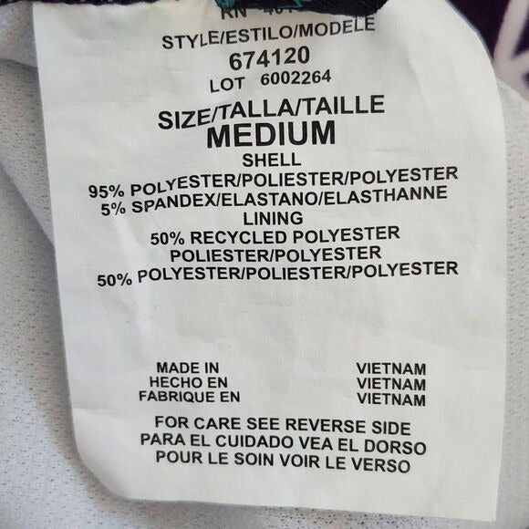 Aqua Green Purple Print Swim Tankini Top Size Medium Purple Floral Tankini Top