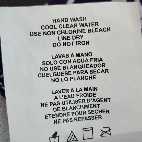 Aqua Green Purple Print Swim Tankini Top Size Medium Purple Floral Tankini Top