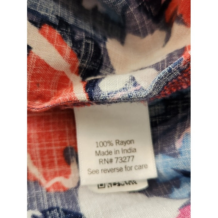 Sonoma Blue and Pink Floral Puffy Sleeve Blouse Size XL