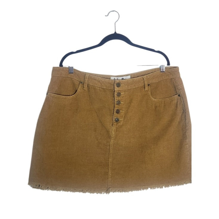 Indigo Rein Raw Edge Brown Corduroy Mini Skirt Size 18