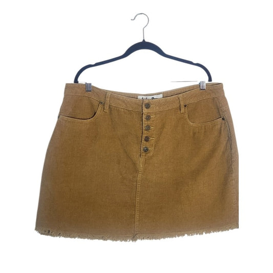 Indigo Rein Raw Edge Brown Corduroy Mini Skirt Size 18