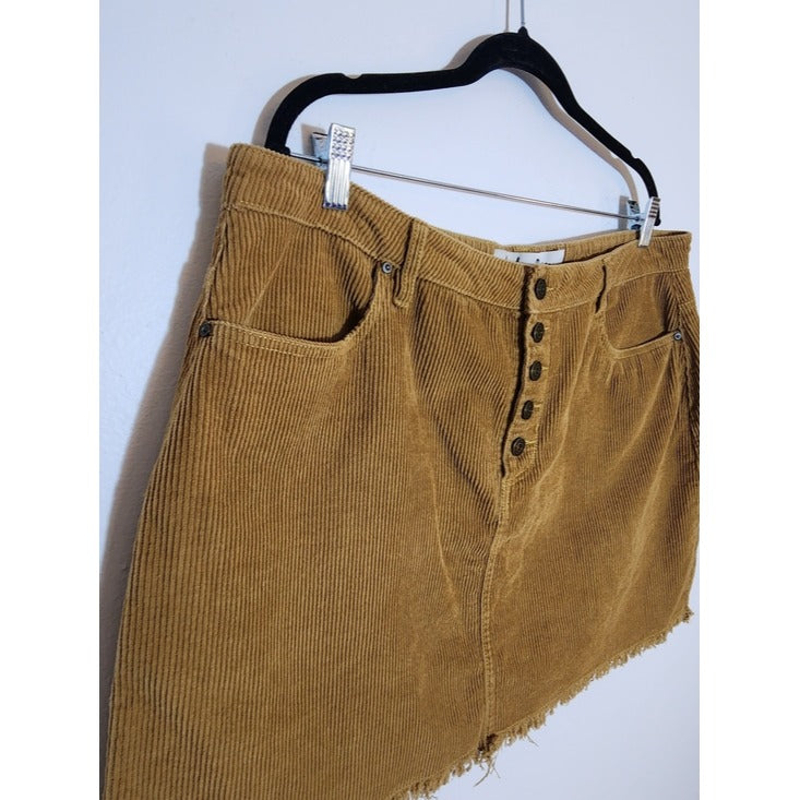 Indigo Rein Raw Edge Brown Corduroy Mini Skirt Size 18