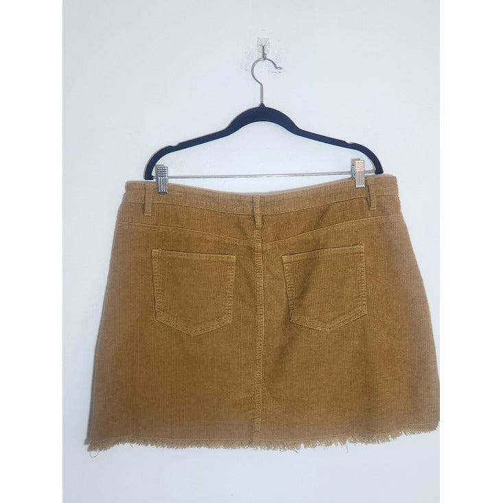 Indigo Rein Raw Edge Brown Corduroy Mini Skirt Size 18