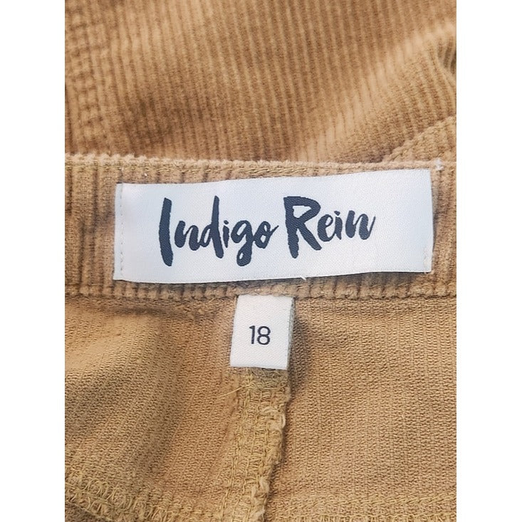 Indigo Rein Raw Edge Brown Corduroy Mini Skirt Size 18