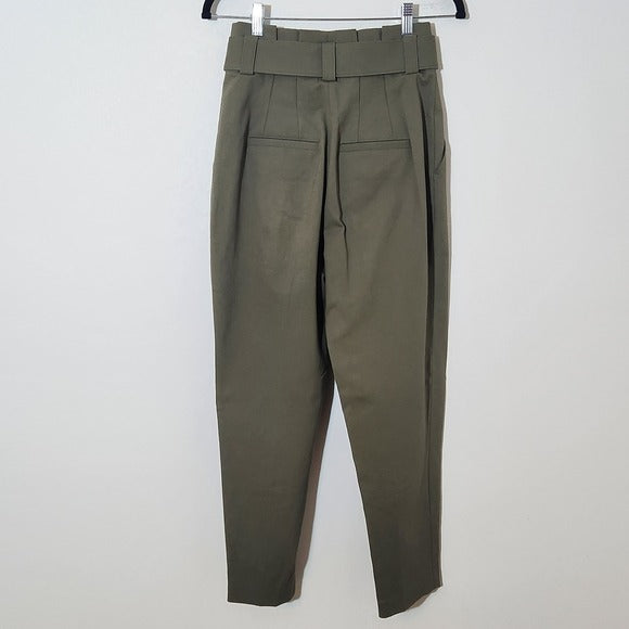 A.L.C Olive Green Pleated Tapered Leg Ankle Pants with Belt Size 0