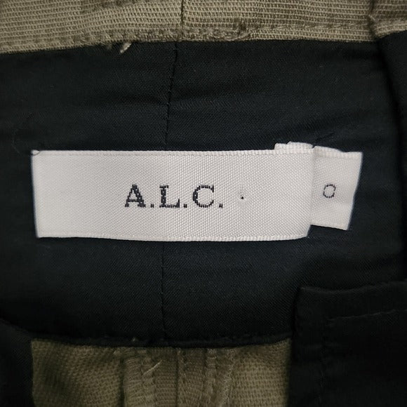 A.L.C Olive Green Pleated Tapered Leg Ankle Pants with Belt Size 0