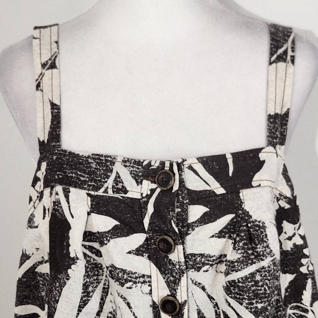 HD in Paris Black White Tropical Floral Linen Top Size 4 Anthropologie Linen Top