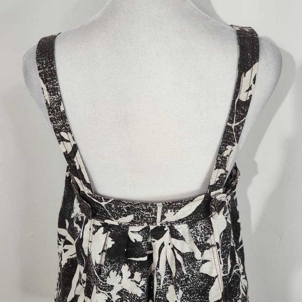 HD in Paris Black White Tropical Floral Linen Top Size 4 Anthropologie Linen Top