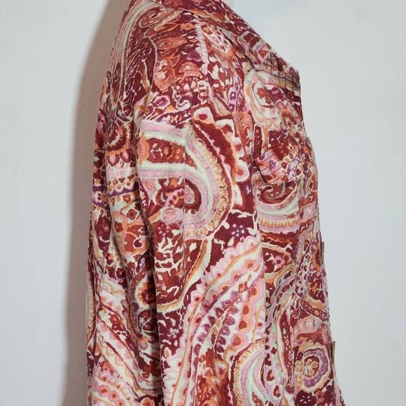 Coldwater Creek Colorful Paisley Print Cotton Jacket Size 14 Colorful Jacket