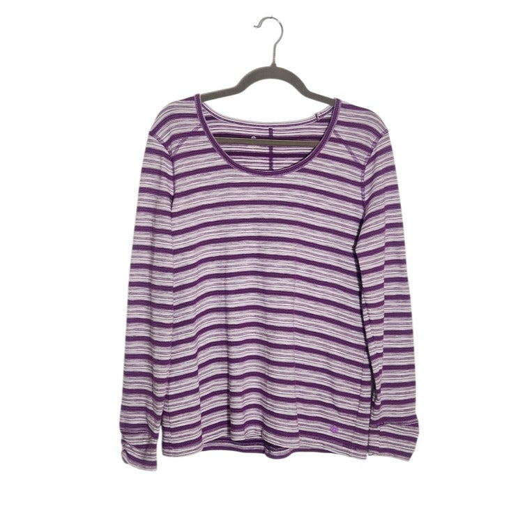 T by Talbots Purple and White Striped Textured Knit Tee Size Large
