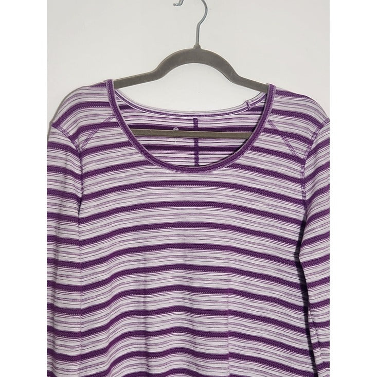T by Talbots Purple and White Striped Textured Knit Tee Size Large