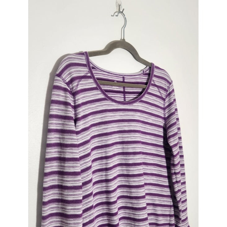 T by Talbots Purple and White Striped Textured Knit Tee Size Large