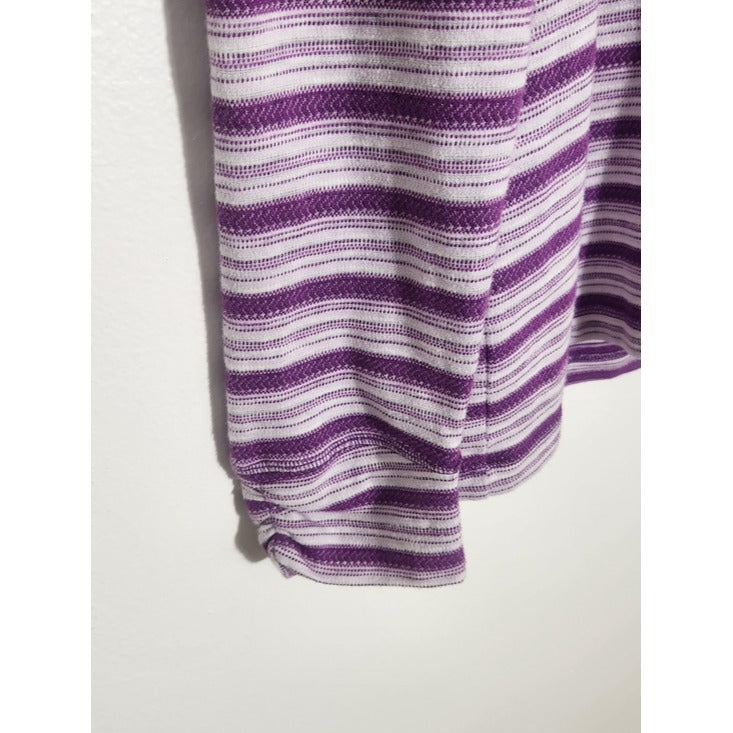 T by Talbots Purple and White Striped Textured Knit Tee Size Large