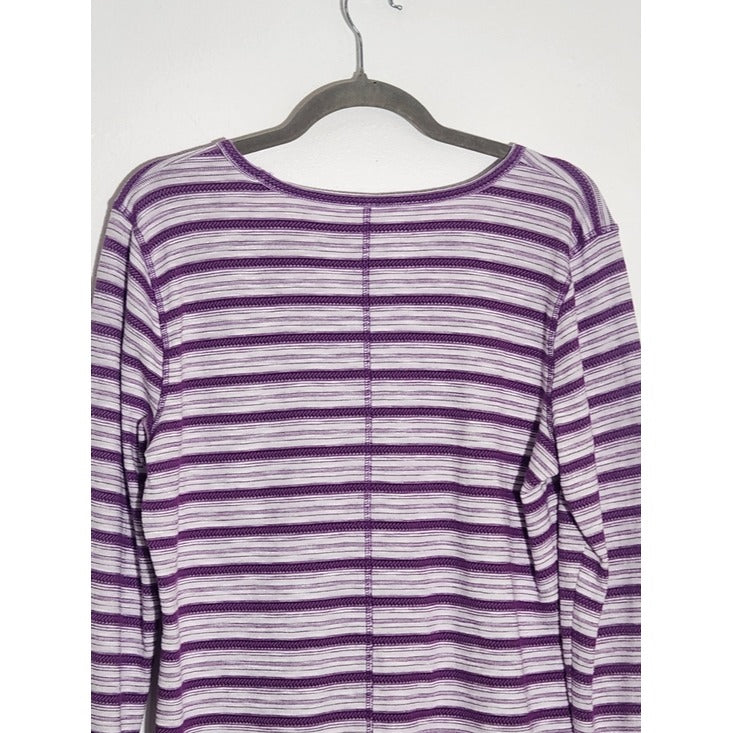 T by Talbots Purple and White Striped Textured Knit Tee Size Large
