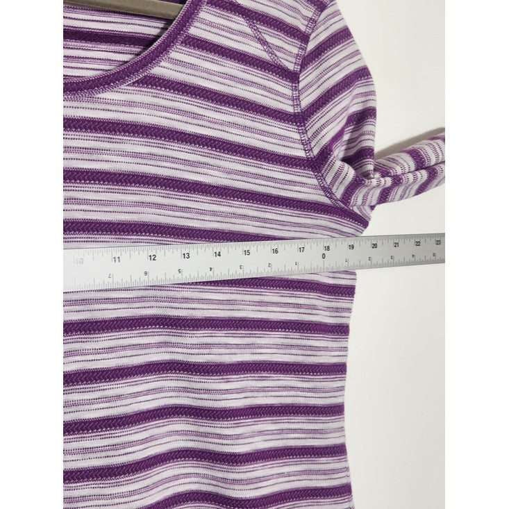 T by Talbots Purple and White Striped Textured Knit Tee Size Large