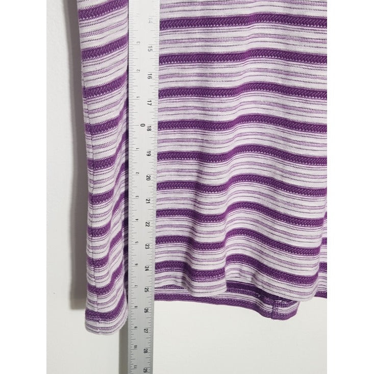 T by Talbots Purple and White Striped Textured Knit Tee Size Large