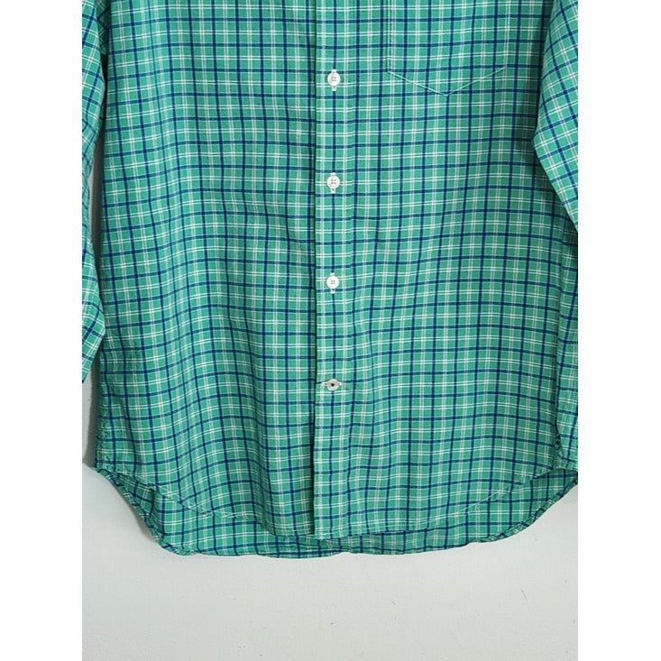 American Eagle Green and Blue Plaid Button Down Shirt Size Medium