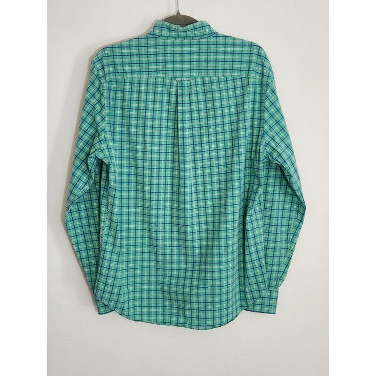 American Eagle Green and Blue Plaid Button Down Shirt Size Medium