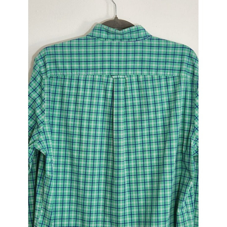 American Eagle Green and Blue Plaid Button Down Shirt Size Medium