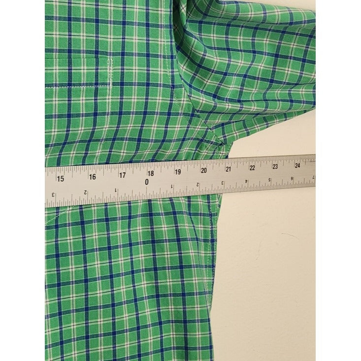 American Eagle Green and Blue Plaid Button Down Shirt Size Medium