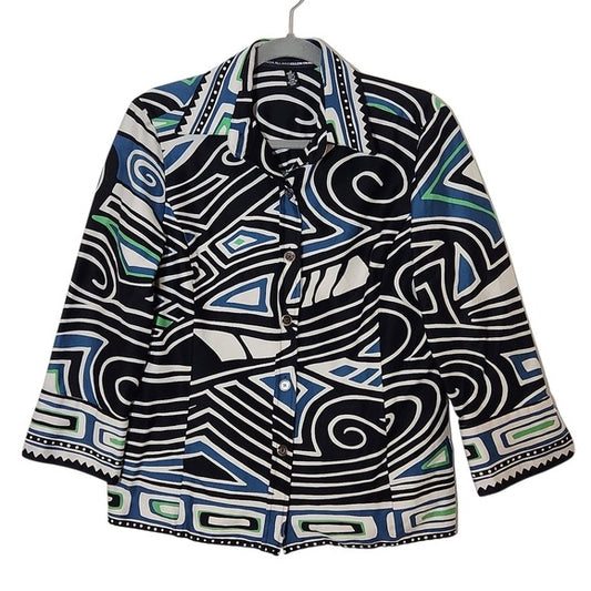 Linda Allard Ellen Tracy Abstract Print Button-Up Women's Shacket Size 10