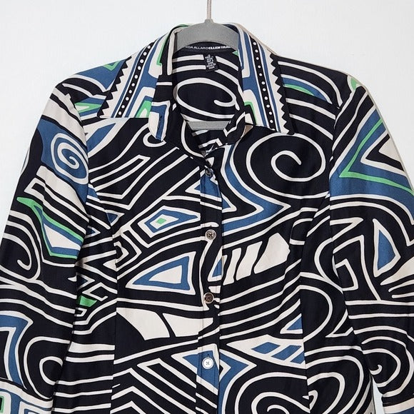 Linda Allard Ellen Tracy Abstract Print Button-Up Women's Shacket Size 10