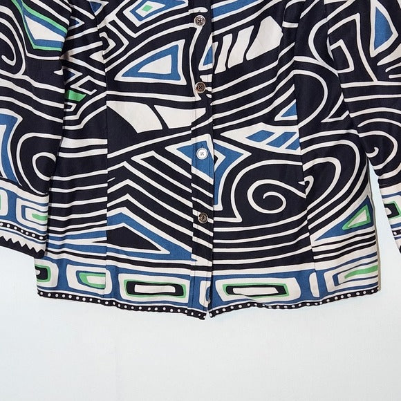 Linda Allard Ellen Tracy Abstract Print Button-Up Women's Shacket Size 10