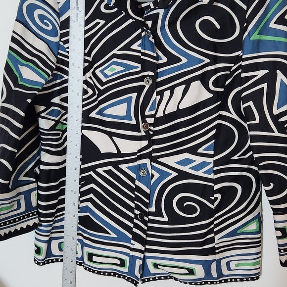 Linda Allard Ellen Tracy Abstract Print Button-Up Women's Shacket Size 10