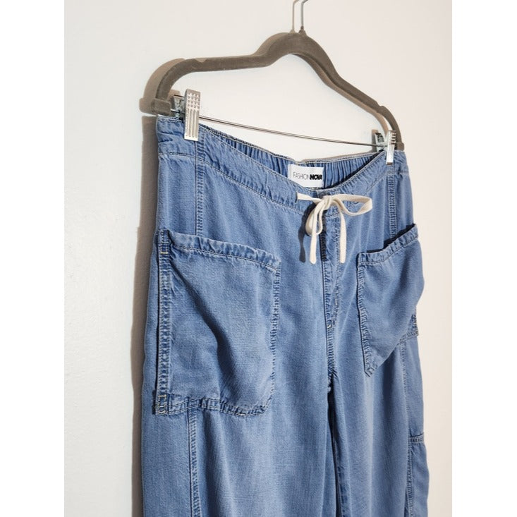 Fashion Nova Light Wash Chambray Wide Leg Pants Size Large