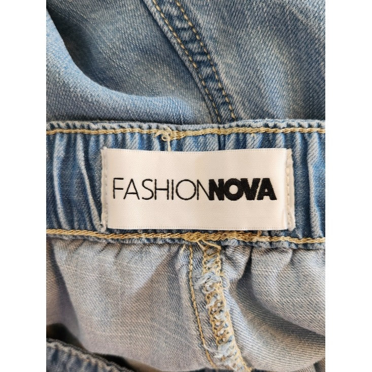 Fashion Nova Light Wash Chambray Wide Leg Pants Size Large