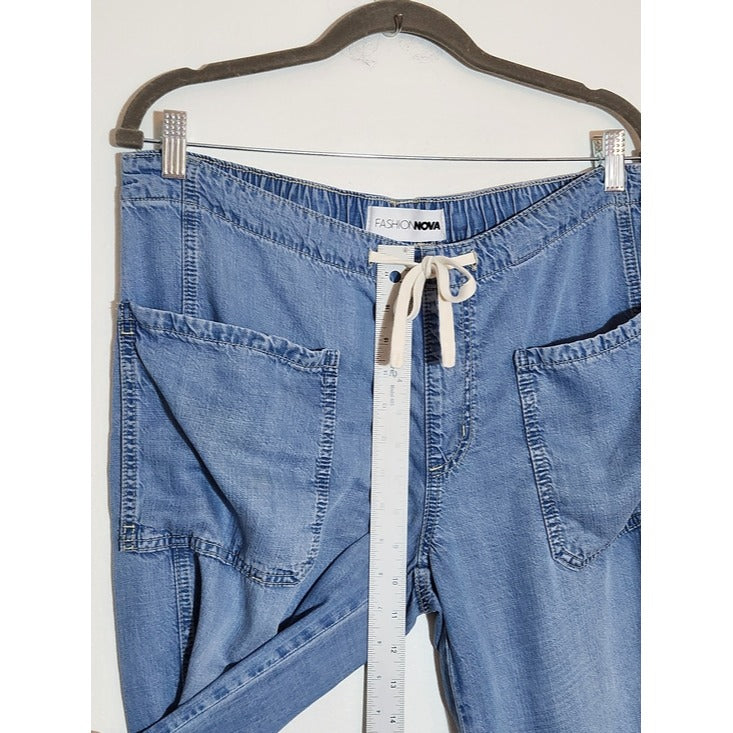 Fashion Nova Light Wash Chambray Wide Leg Pants Size Large