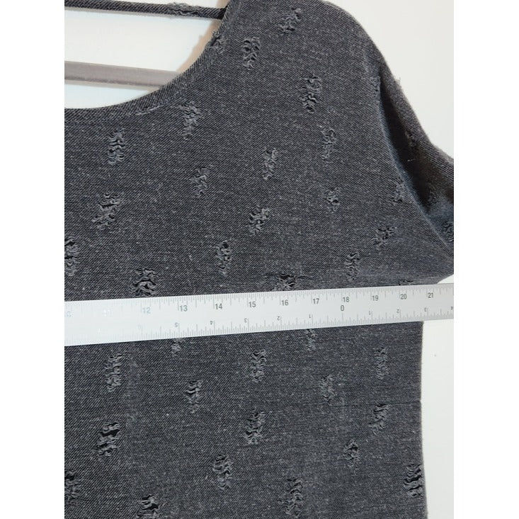 Hiatus Charcoal Gray Distressed Knit Twist Back Top Size XS
