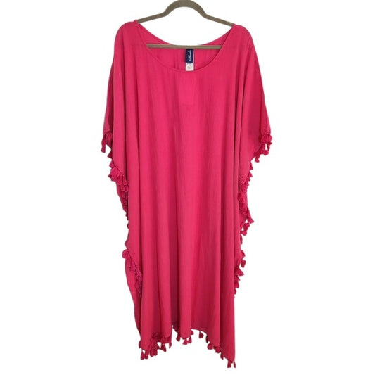 Swimsuits For All Hot Pink Tassel Fringe Cover-Up Size 18 NWOT