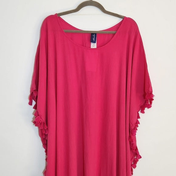 Swimsuits For All Hot Pink Tassel Fringe Cover-Up Size 18 NWOT
